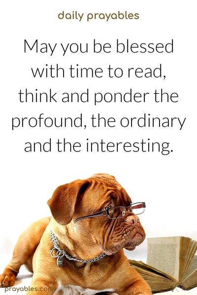 May you be blessed with time to read, think, and ponder the profound, the ordinary, and the interesting.