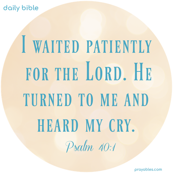 I waited patiently for the Lord. He turned to me and heard my cry. Psalm 40:1