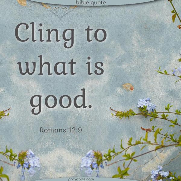 Cling to what is good. Romans 12:9