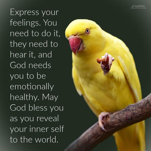 Express your feelings. You need to do it, they need to hear it, and God needs you to be emotionally healthy. May God bless you as you reveal your inner self to the world.