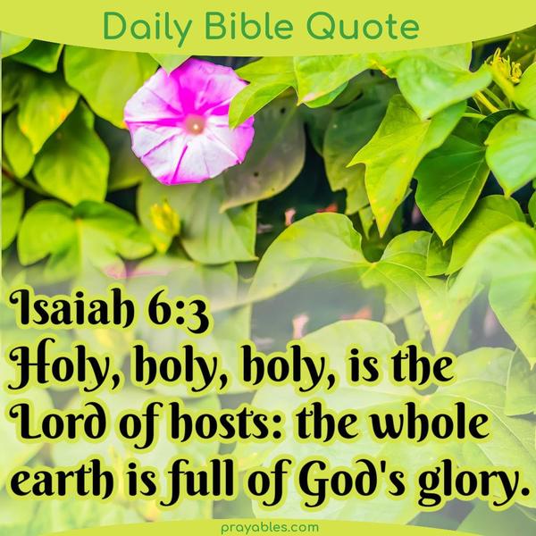 Isaiah 6:3 Holy, holy, holy, is the Lord of hosts: the whole earth is full of God's glory.