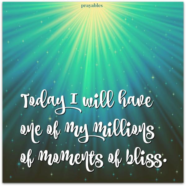 Today I will have one of my millions of moments of bliss.