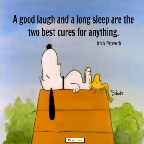 A good laugh and a long sleep