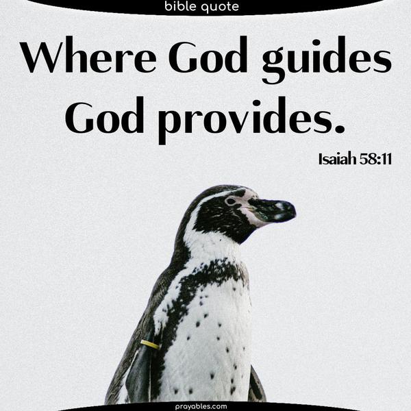 Isaiah 58:11 Where God guides, God provides.