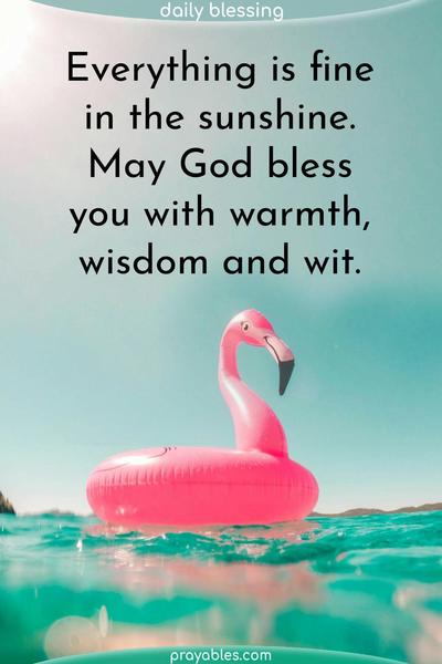 Everything is fine in the sunshine. May God bless you with warmth, wisdom and wit.