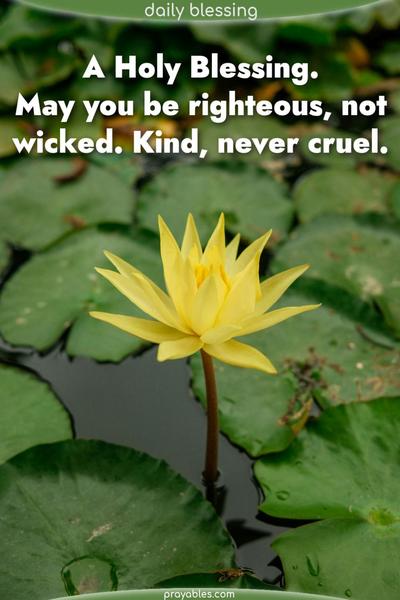 A Holy Blessing. May you be righteous, not wicked. Kind, never cruel.