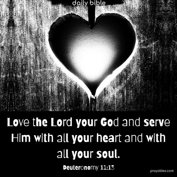 Love the Lord your God and serve Him with all your heart and with all your soul. Deuteronomy 11:13