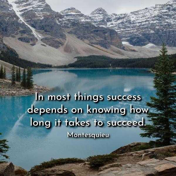 In most things, success depends on knowing how long it takes to succeed. Montesquieu