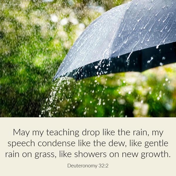 Deuteronomy 32:2 May my teaching drop like the rain, my speech condense like the dew, like gentle rain on grass, like showers on new growth.