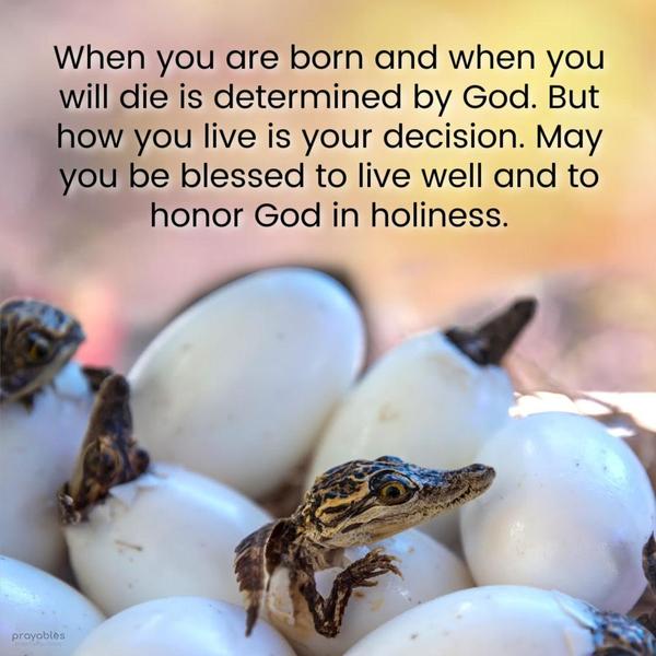 When you are born and when you will die is determined by God. But how you live is your decision. May you be blessed to live well and to honor God in holiness.