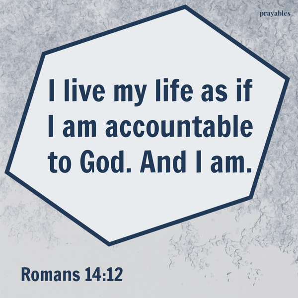 Romans 14:12 I live my life as if I am accountable to God. And I am.