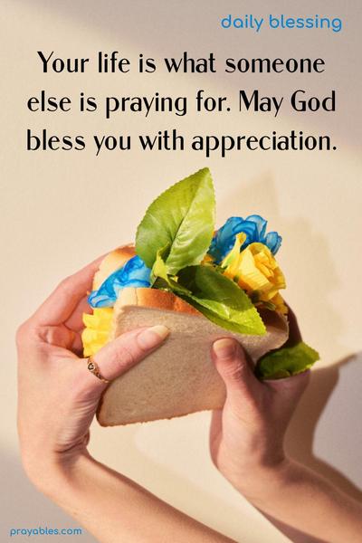 Your life is what someone else is praying for. May God bless you with appreciation.