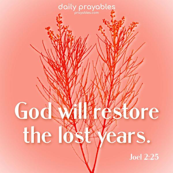 God will restore the lost years. Joel 2:25