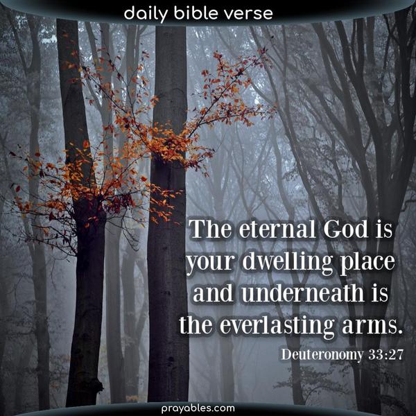 Deuteronomy 33:27 The eternal God is your dwelling place, and underneath is the everlasting arms.