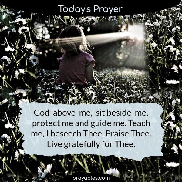 God  above   me,  sit  beside  me, protect me and guide me. Teach me, I beseech Thee. Praise Thee. Live gratefully for Thee.