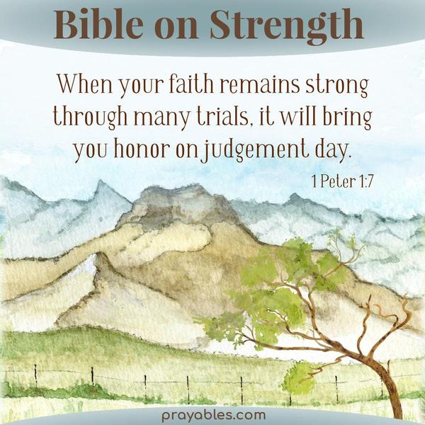 1 Peter 1:7 When your faith remains strong through many trials, it will bring you honor on judgement day.