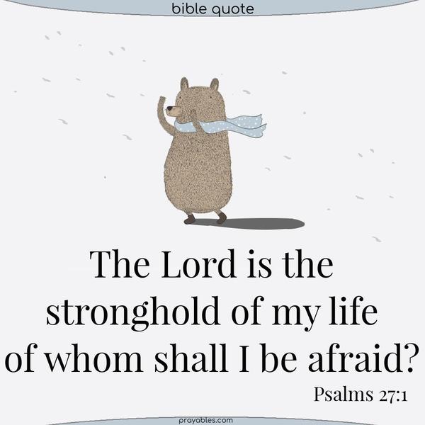 Psalms 27:1 The Lord is the stronghold of my life, of whom shall I be afraid?