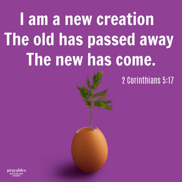 2 Corinthians 5:17 I am a new creation. The old has passed away, the new has come.