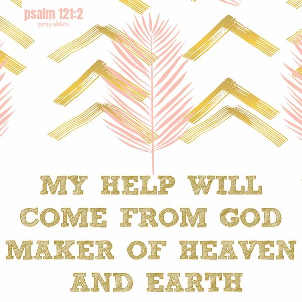 Psalm 121:2 My help will come from God, Maker of heaven and earth.