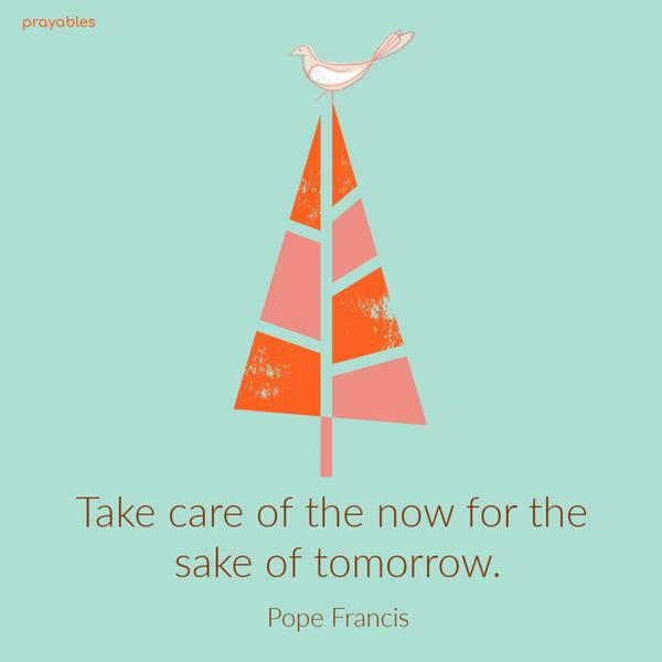 Take care of the now for the sake of tomorrow Pope Francis