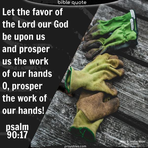Let the favor of the Lord our God be upon us, and prosper for us the work of our hands— O prosper the work of our hands!  Psalm 90:17