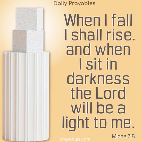 When I fall, I shall rise. When I sit in darkness, the Lord will be a light to me. Micha 7:8