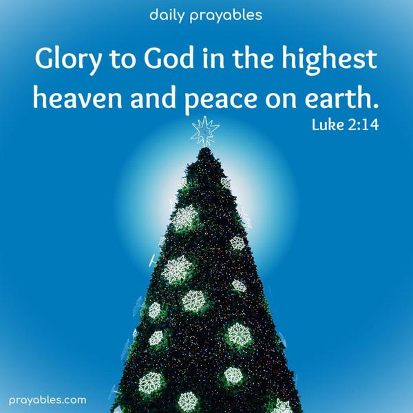 Glory to God in the highest heaven and peace on earth. Luke 2:14