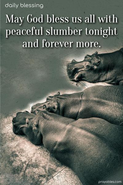 Peaceful Slumber May God bless us all with peaceful slumber tonight and forever more.