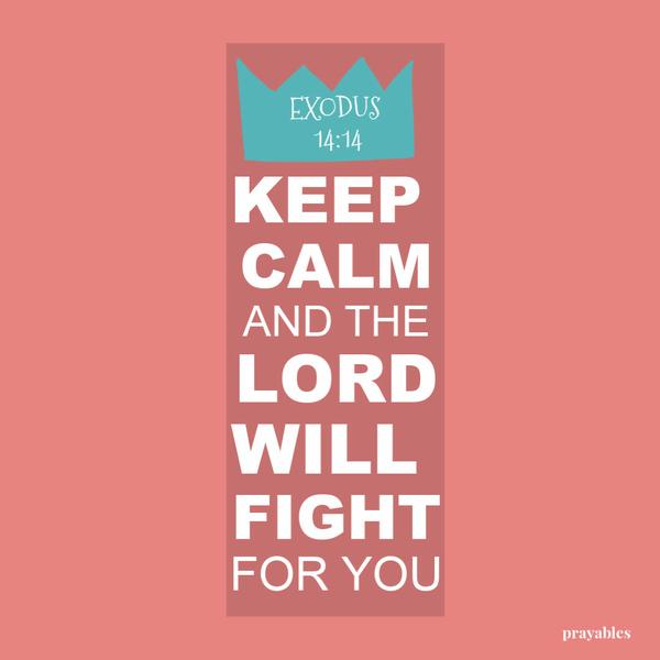 Exodus 14:14 Keep calm and the Lord will fight for you.