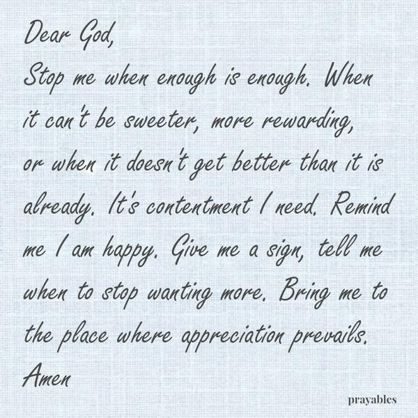 God, It's contentment I need.