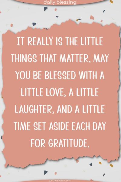 It really is the little things that matter. May you be blessed with a little love, a little laughter, and a little time set aside each day for gratitude.