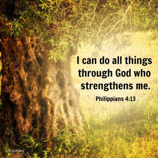 Philippians 4:13 I can do all things through God who strengthens me.