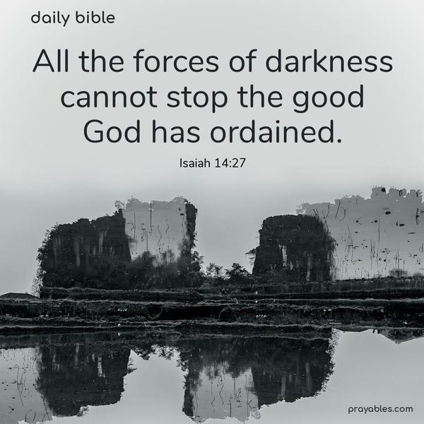 All the forces of darkness cannot stop the good God has ordained. Isaiah 14:27