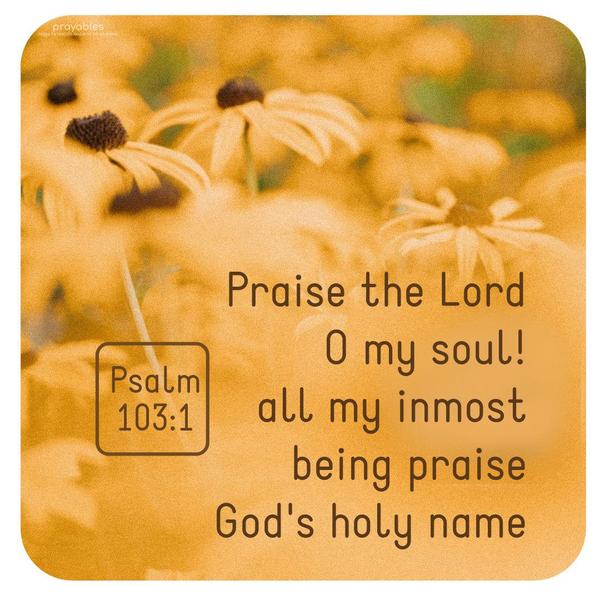 Psalm 103:1 Praise the Lord, O my soul, all my inmost being, praise God’s holy name.