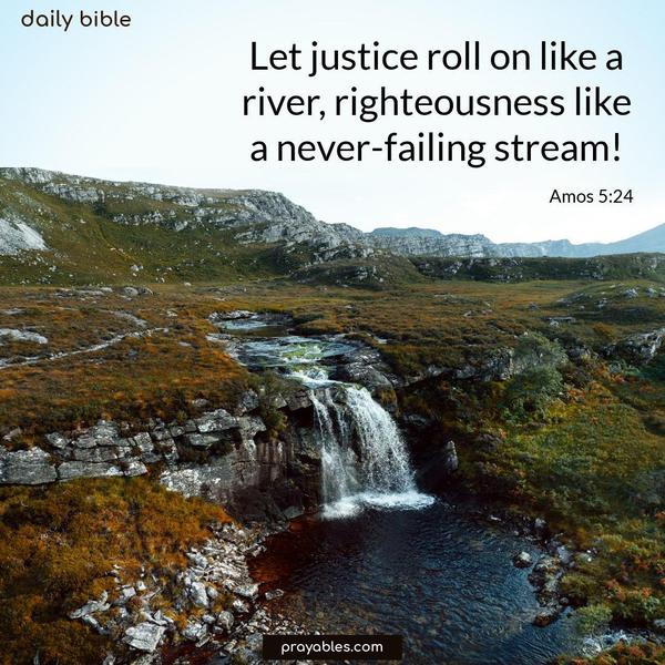 Let justice roll on like a river, righteousness like a never-failing stream! Amos 5:24