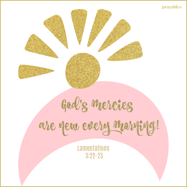 Lamentations 3:22-23 God’s mercies are new every morning.