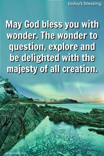 May God bless you with wonder. The wonder to question, explore, and be delighted with the majesty of all creation.