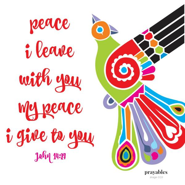 John 14:27  Peace I leave with you, My peace I give to you.