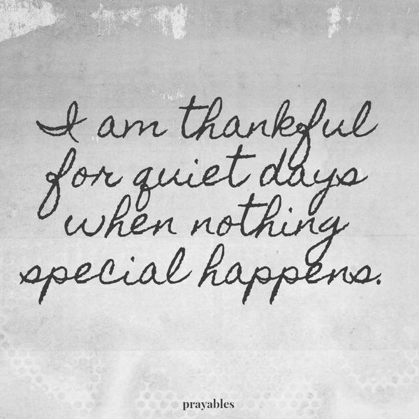 I am thankful for quiet days when nothing special happens.