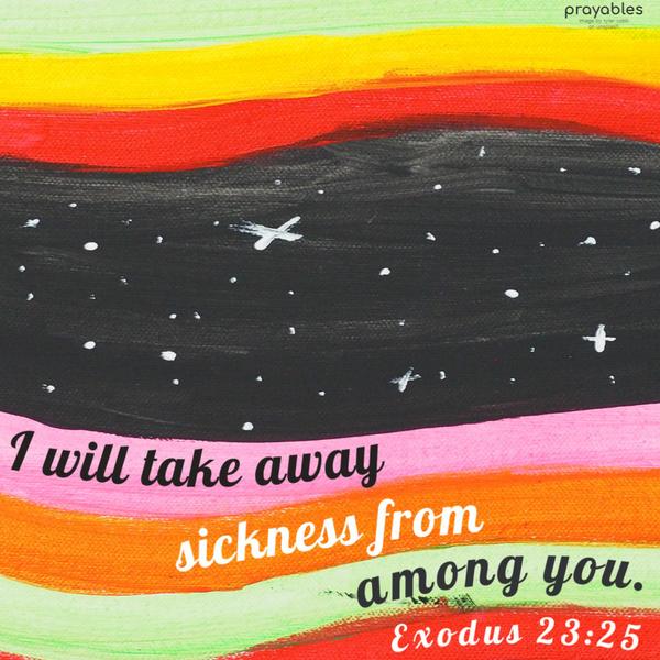 Exodus 23:25 I will take away sickness from among you.