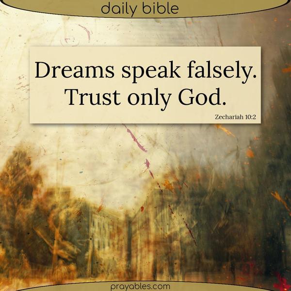 Zechariah 10:2 Dreams speak falsely. Trust only God.
