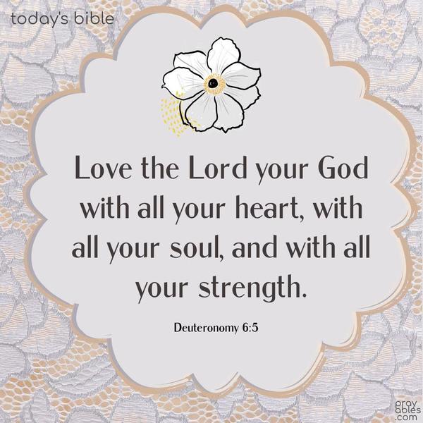 Love the Lord your God with all your heart, with all your soul, and with all your strength. Deuteronomy 6:5