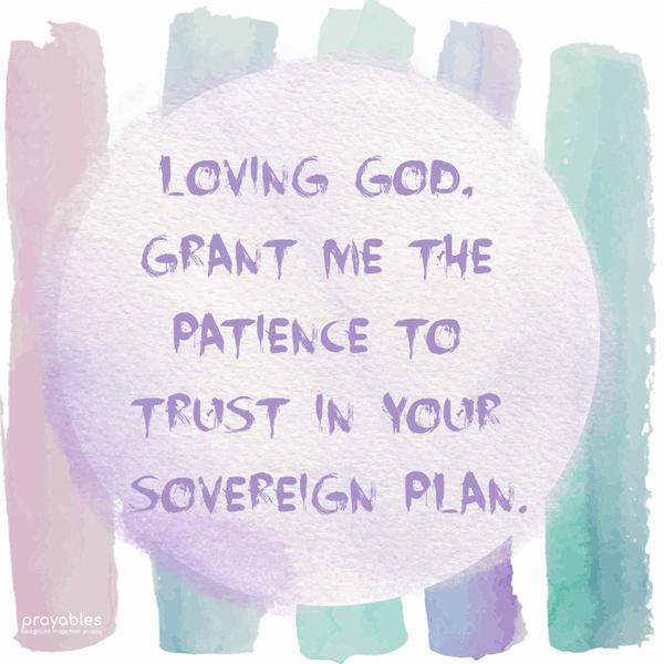 Patience to Trust Loving God, grant me the patience to trust in Your sovereign plan.