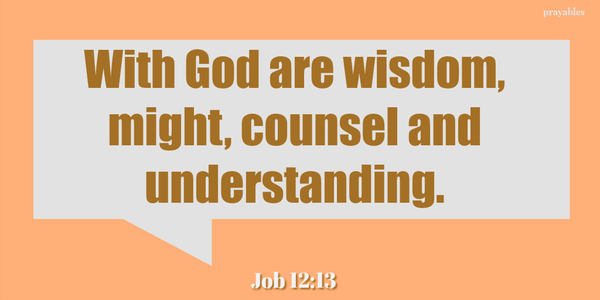 Job 12:13 With God are wisdom, might, counsel and understanding.