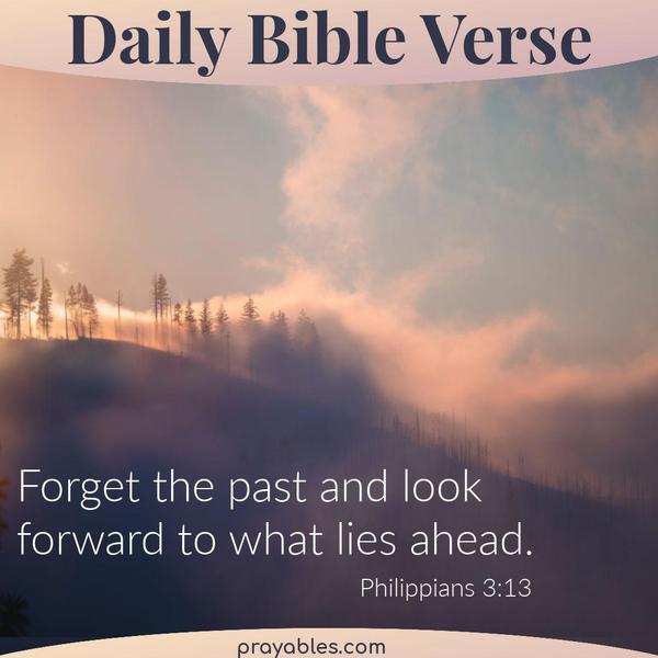 Philippians 3:13 Forget the past and look forward to what lies ahead.