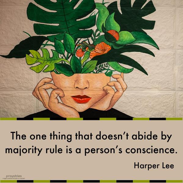 The one thing that doesn’t abide by majority rule is a person’s conscience. Harper Lee