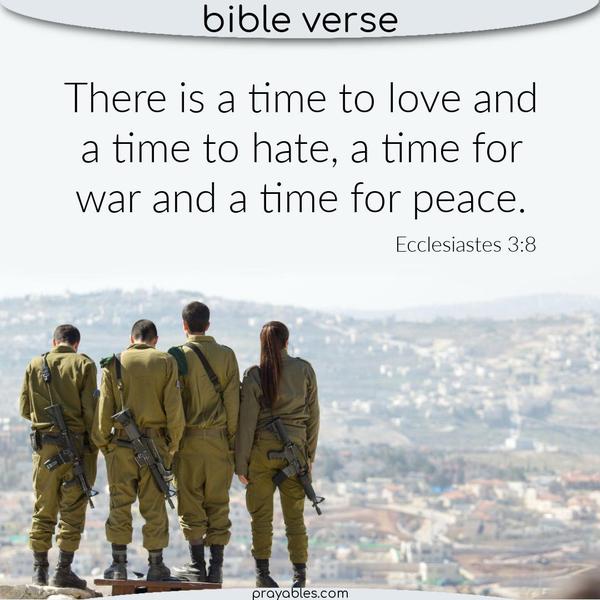 Ecclesiastes 3:8 There is a time to love and a time to hate, a time for war and a time for peace.