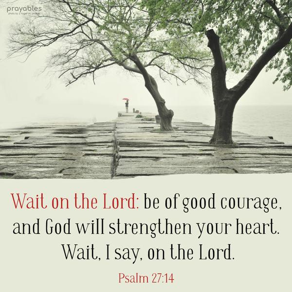 Psalm 27:14 Wait on the Lord: be of good courage, and God will strengthen your heart. Wait, I say, on the Lord.