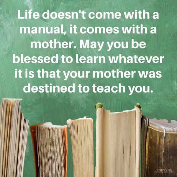 Life doesn't come with a manual, it comes with a mother. May you be blessed to learn whatever it is that your mother was destined to teach you.