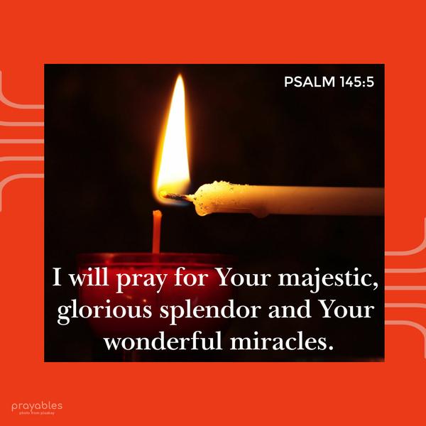 Psalm 145:5 I will pray for Your majestic, glorious splendor and Your wonderful miracles.